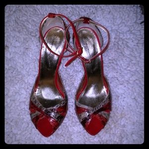 Mary Atkins red Metallic pumps